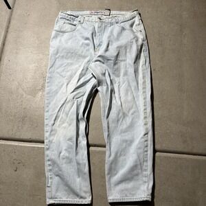 Vintage Anchor Blue Jeans Mens 38x30 Light Wash Loose Fit Baggy 90s Y2K